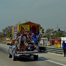 Pilgrims on the highway between Puebla and Veracruz
